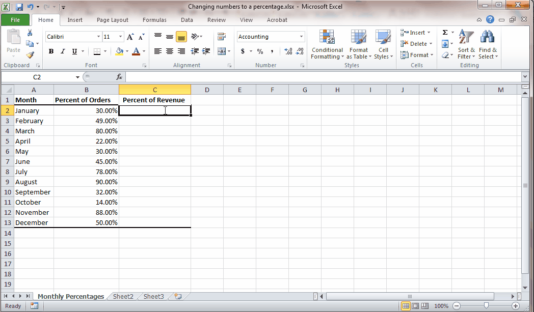 Percentage in Excel GIF 2