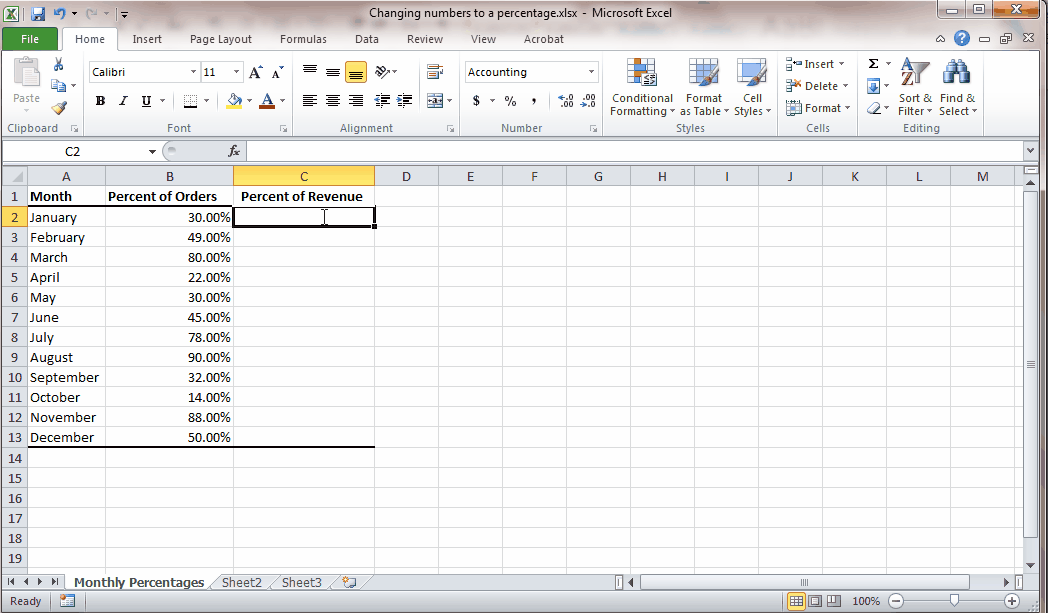 Converting Numbers To Percentage In Excel