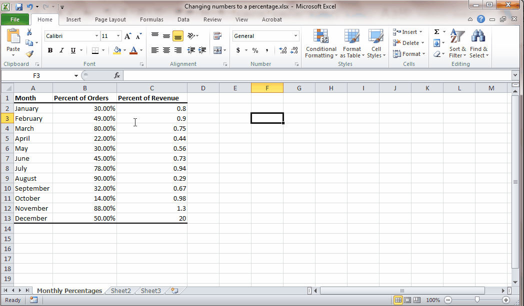Percentage in Excel GIF 3