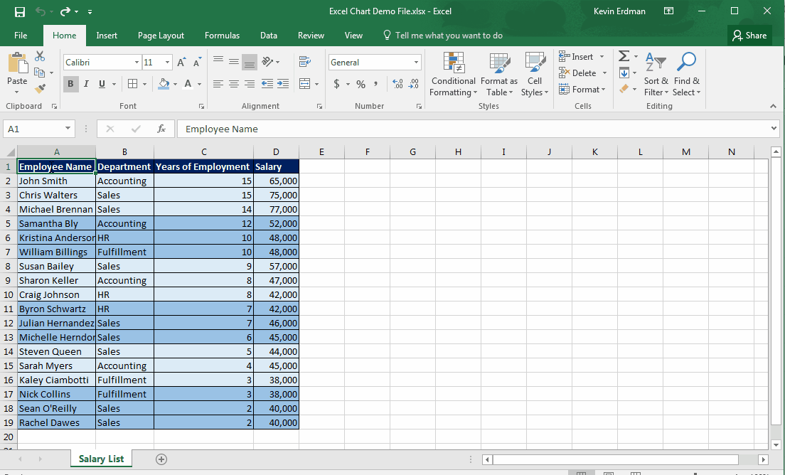 Creating Excel Charts GIF 2