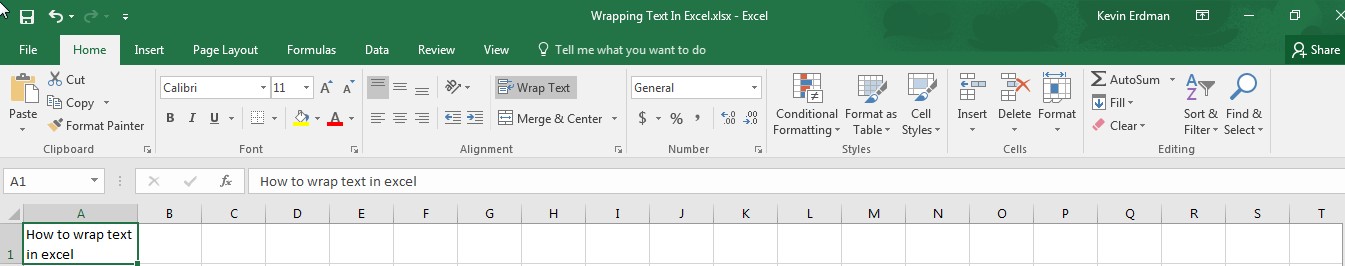 Wrapping Text in Excel I1