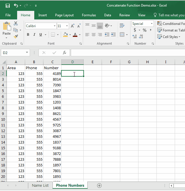 Concatenate Excel
