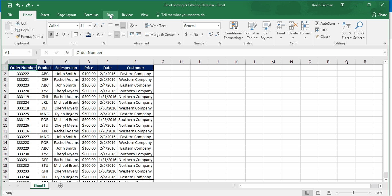 how to link cells in excel for sorting