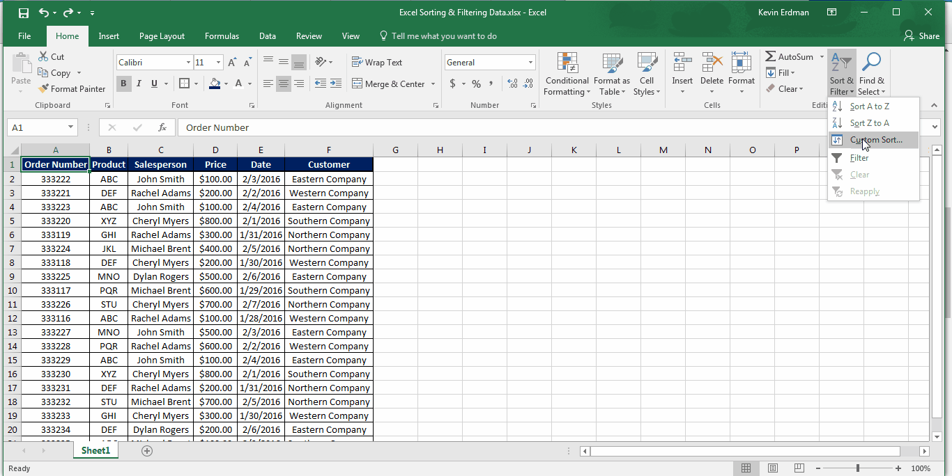 Sorting and Filtering Data with Excel - Learn Excel Now